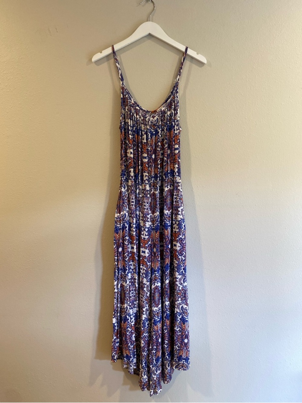 Socialite Paisley Wide Leg Jumpsuit Size Large Pockets Boho Vacation - Picture 2 of 10